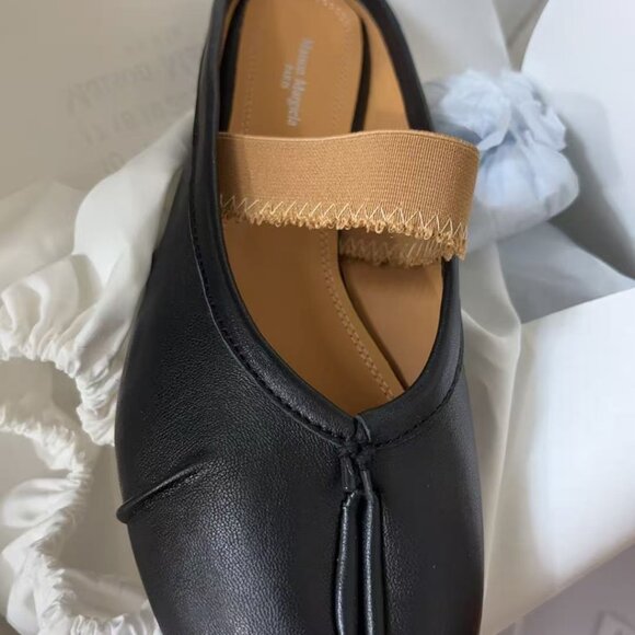Maison Margiela Tabi Ballet Flats Black Size 39 US 9 w/ Elastic Band Japan - Picture 4 of 6